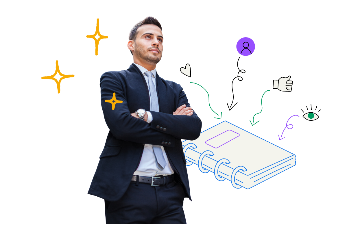 man with accountant book signum